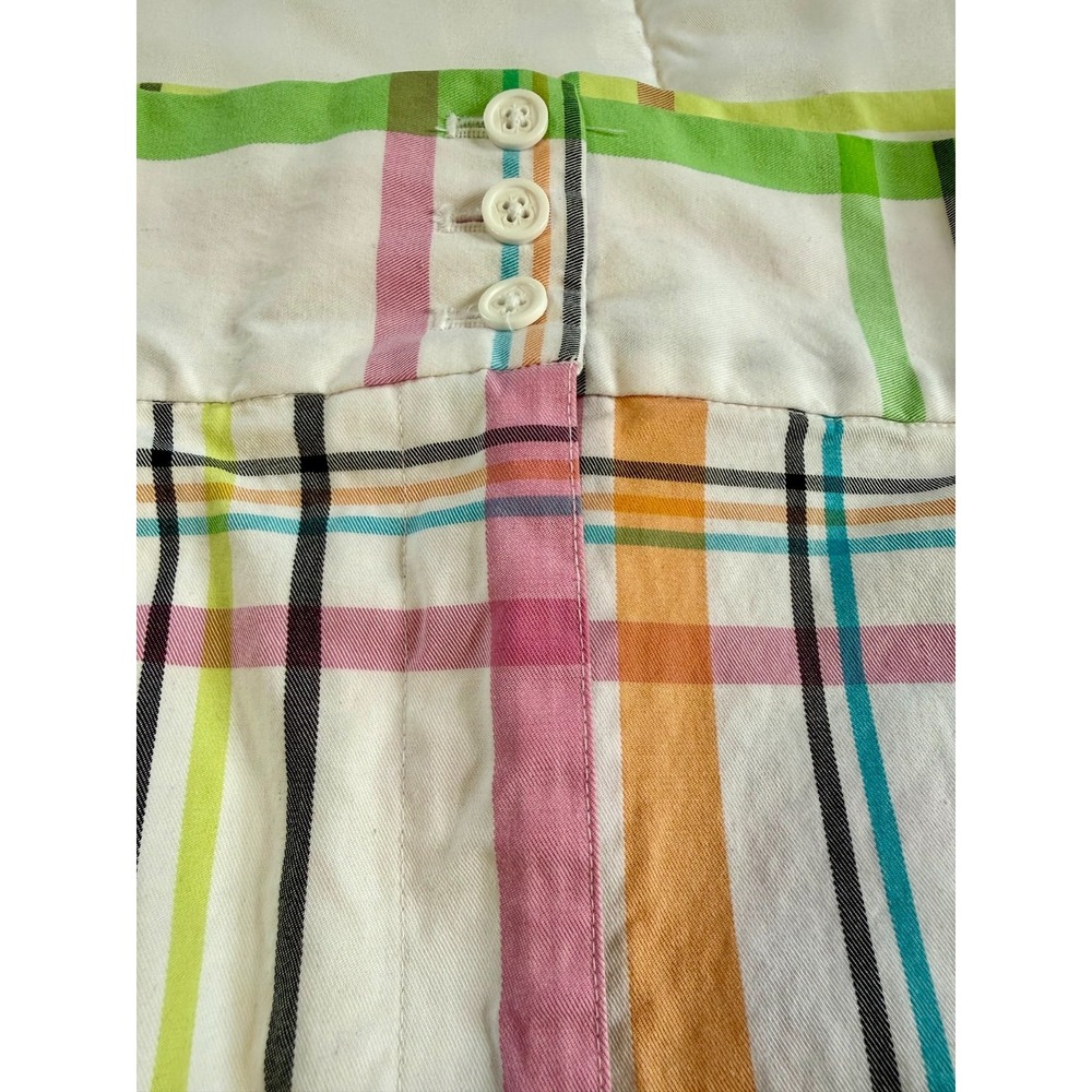 Vintage (1990)Liz Claiborne Cotton Bermuda Golf shorts Pastel Plaid SZ 10 - Picture 2 of 4